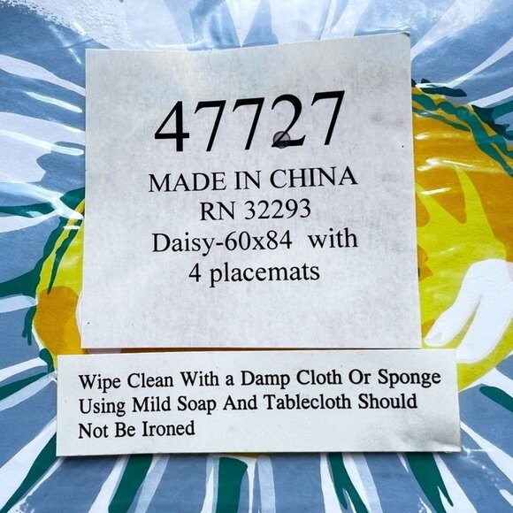 Tablecloth 60x84" Blue White Check with Daisies and 4 Daisy Placemats SummerCore - Picture 5 of 5